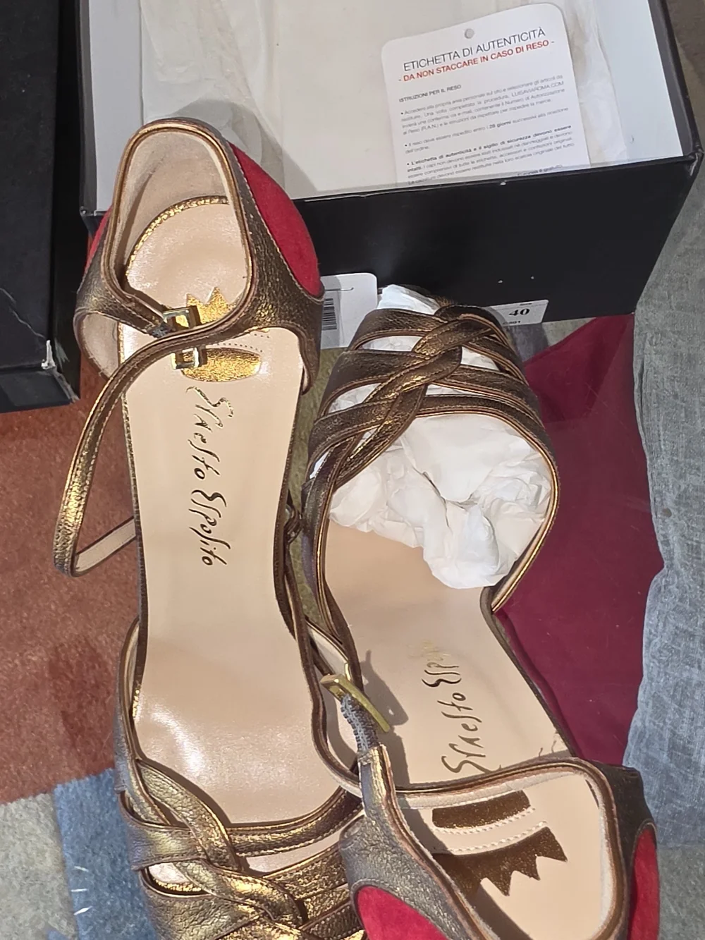 Bronze and Red Suede Leather Women’s Pumps